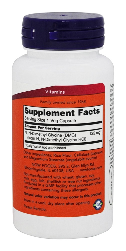 DMG 125 mg. - Cápsulas 100 NOW Foods - Imagem 2