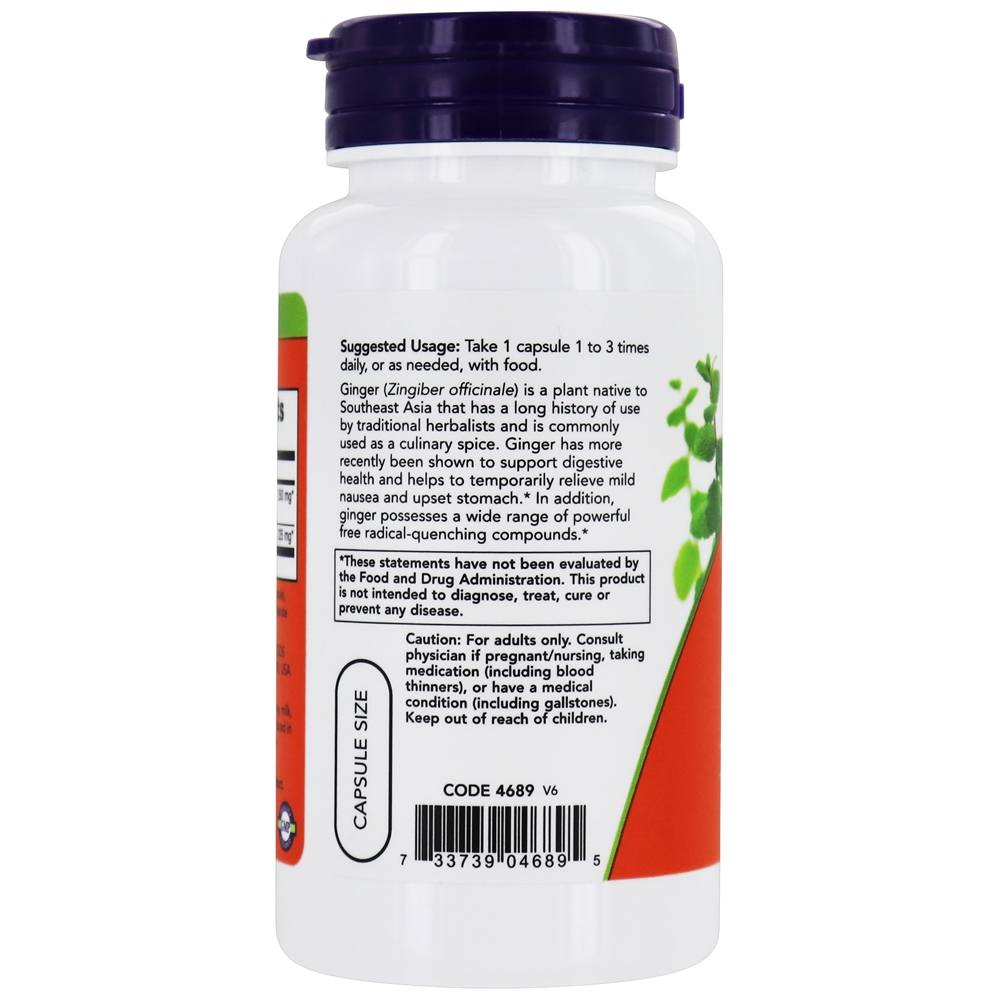 Extrato de raiz de gengibre 250 mg. - 90 Cápsula (s) vegetal (s) NOW Foods - Imagem 3