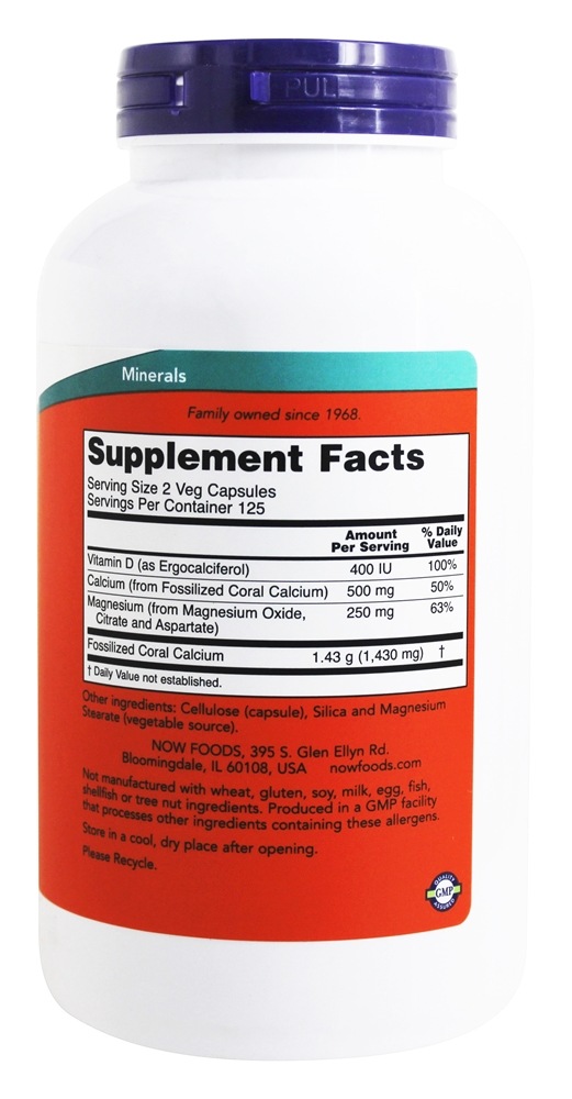 Coral Calcium Plus - Cápsulas vegetarianas 250 NOW Foods - Imagem 2