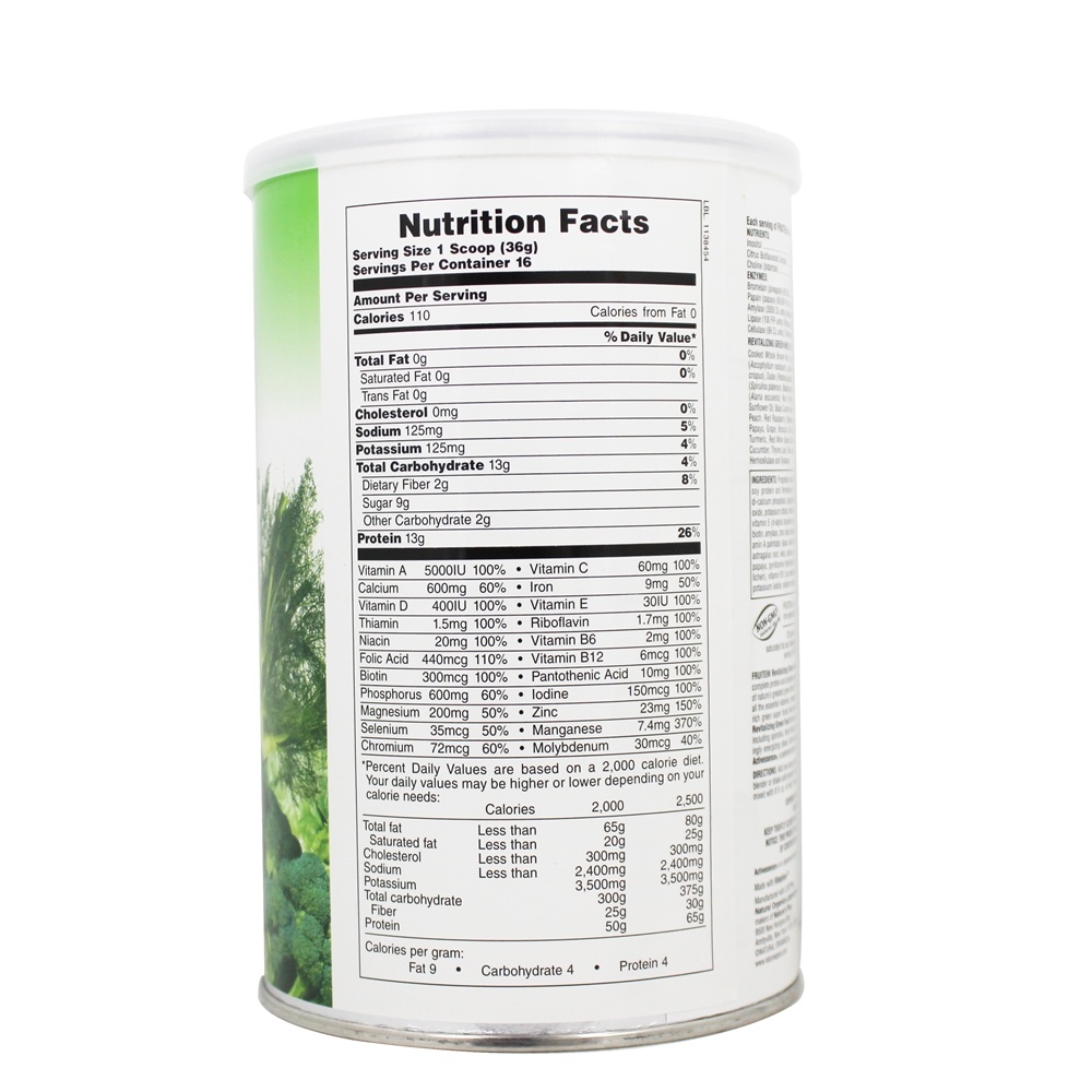 Vegetariano Fruitein Revitalização Green Foods Tremer Glúten-Livre - 1.3 lbs. Natures Plus - Imagem 2