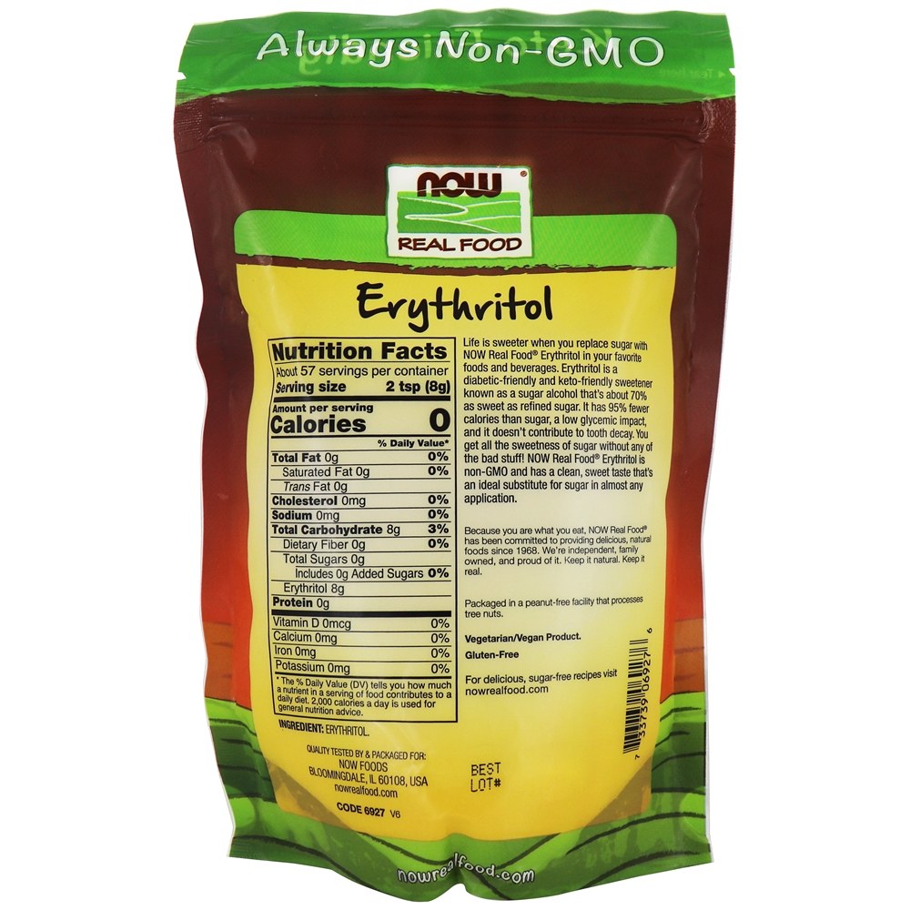 NOW Real Food Eritritol Adoçante Natural - 1 lb. NOW Foods - Imagem 2