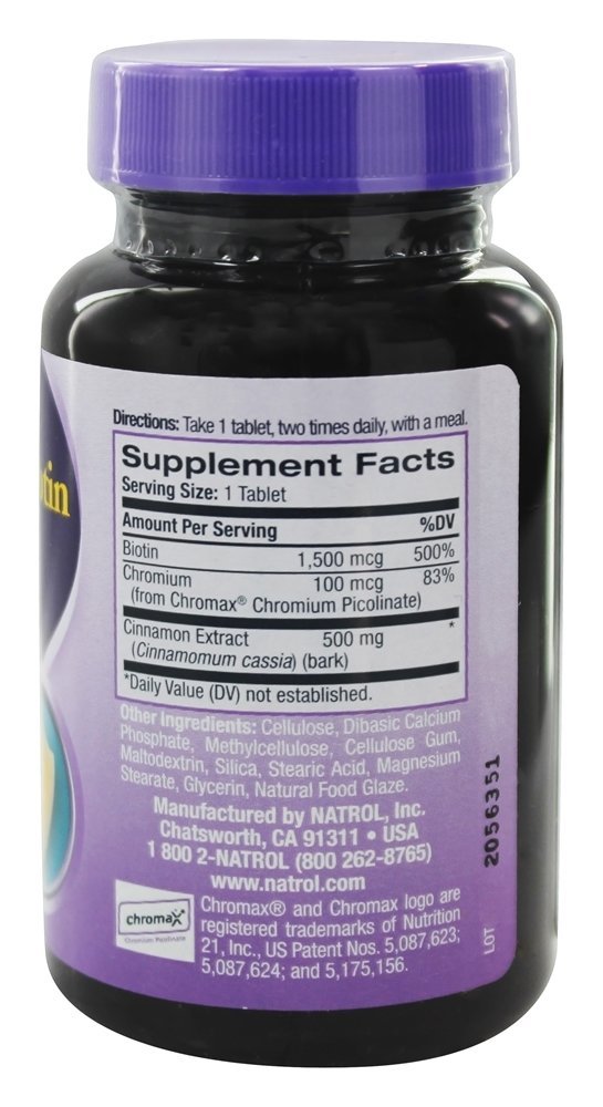 Cromo Biotina De Canela - 60 Tablets Natrol - Imagem 2