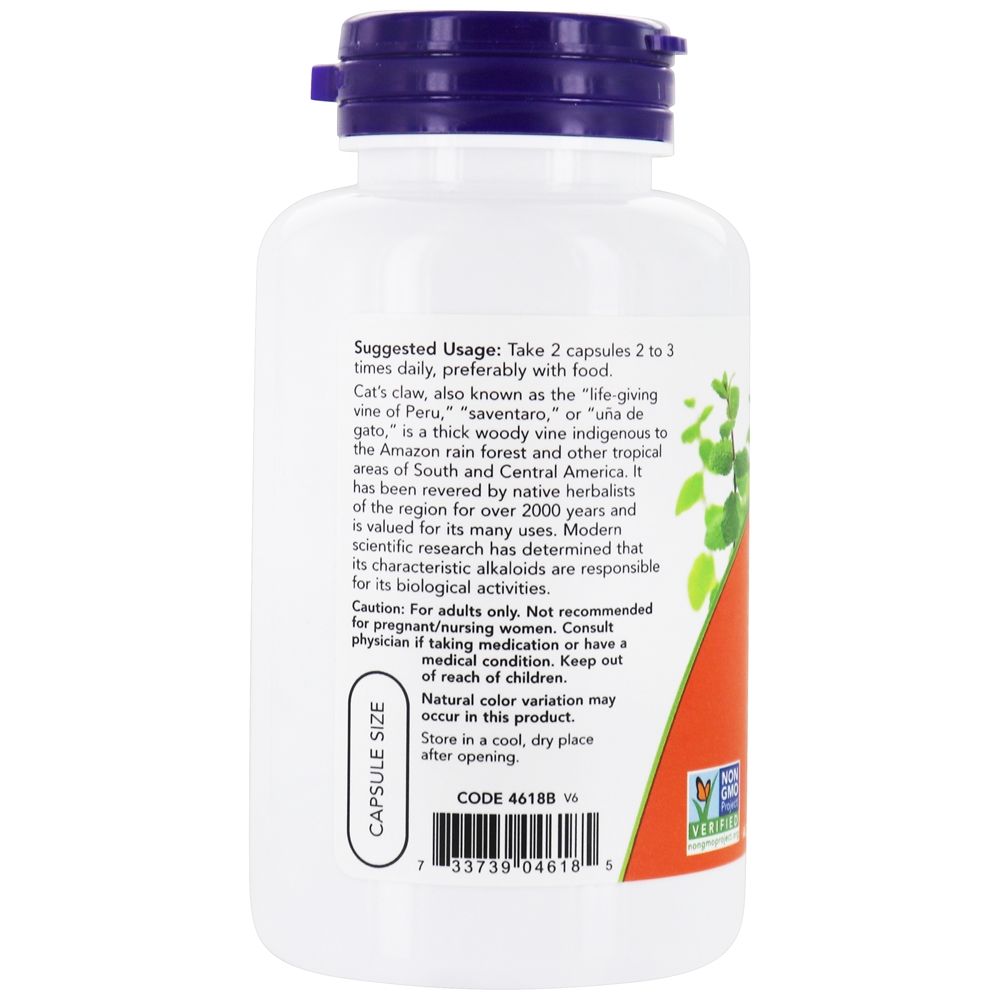 Garra de Gato (Uña de Gato) 500 mg . - 100 Cápsula (s) vegetal (s) NOW Foods - Imagem 3
