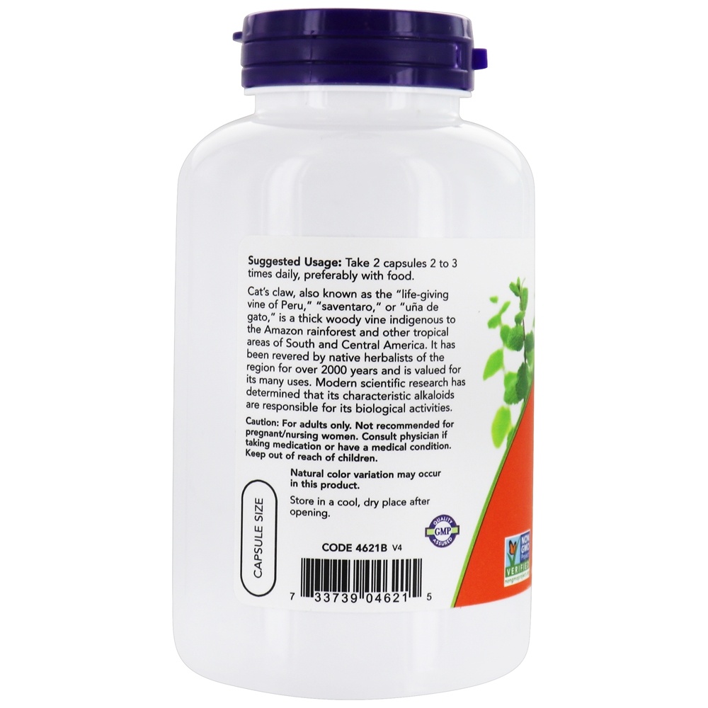 Garra de Gato (Uña de Gato) 500 mg . - 250 Cápsula (s) vegetal (s) NOW Foods - Imagem 3
