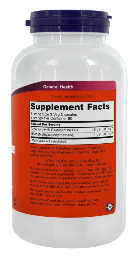 Glucosamina e MSM - Cápsulas vegetarianas 240 NOW Foods - Imagem 2