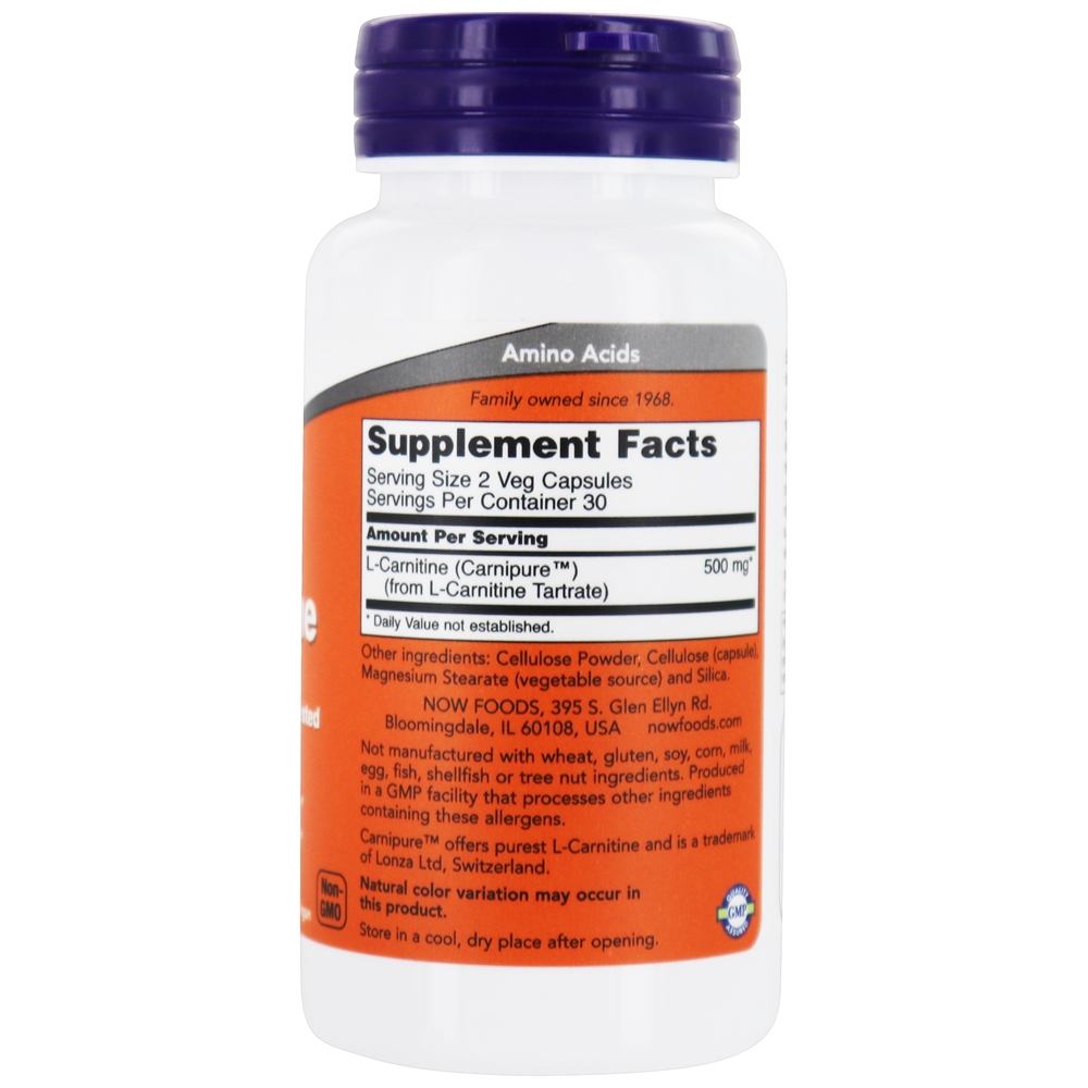 L-Carnitina 250 mg. - 60 Cápsula (s) vegetal (s) NOW Foods - Imagem 2