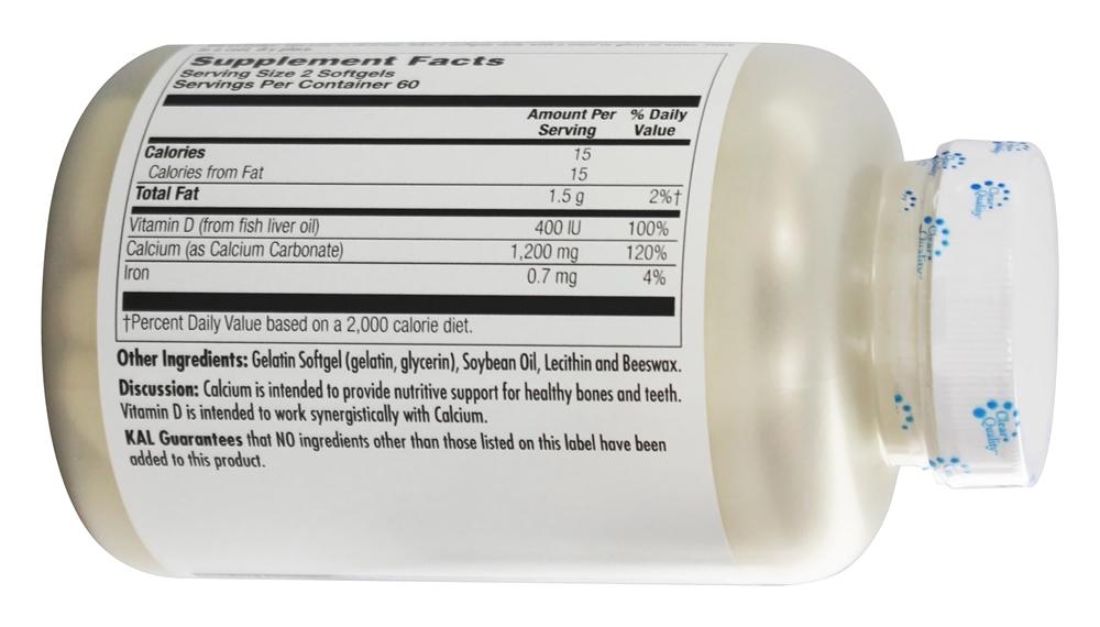Cálcio Suave de Alta Potência 1200 mg. - 120 Softgels Kal - Imagem 3