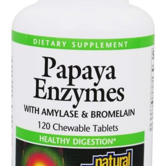 Enzimas mastigáveis de papaia com amilase e bromelina - 120 comprimidos mastigáveis Natural Factors