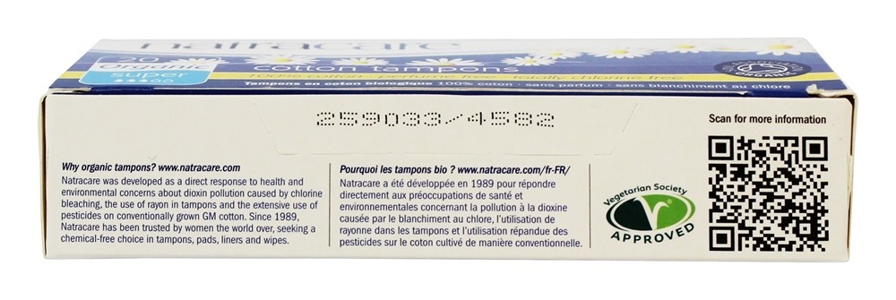 Orgânico 100% Algodão Tampões Super - 20 Pacote (s) Natracare - Imagem 4