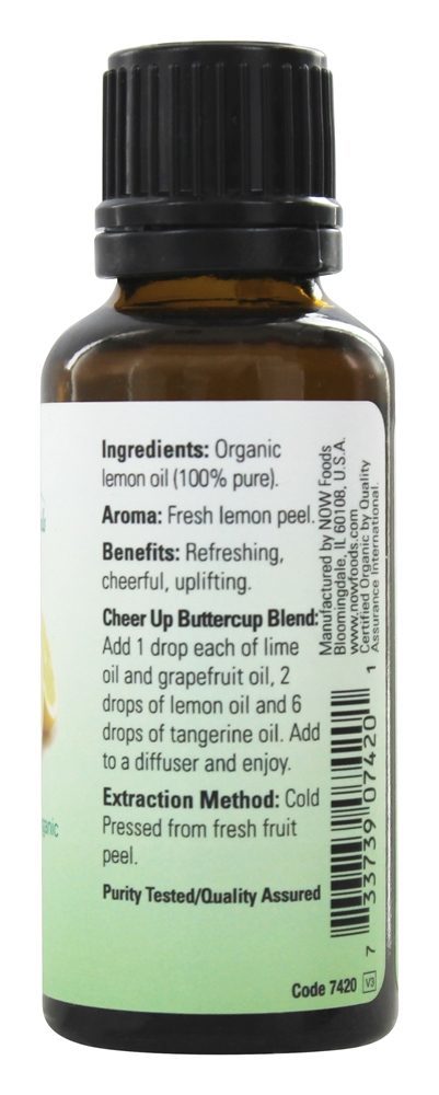 100 % Pure e óleo essencial orgânico Limão - 1 fl. oz. NOW Foods - Imagem 2