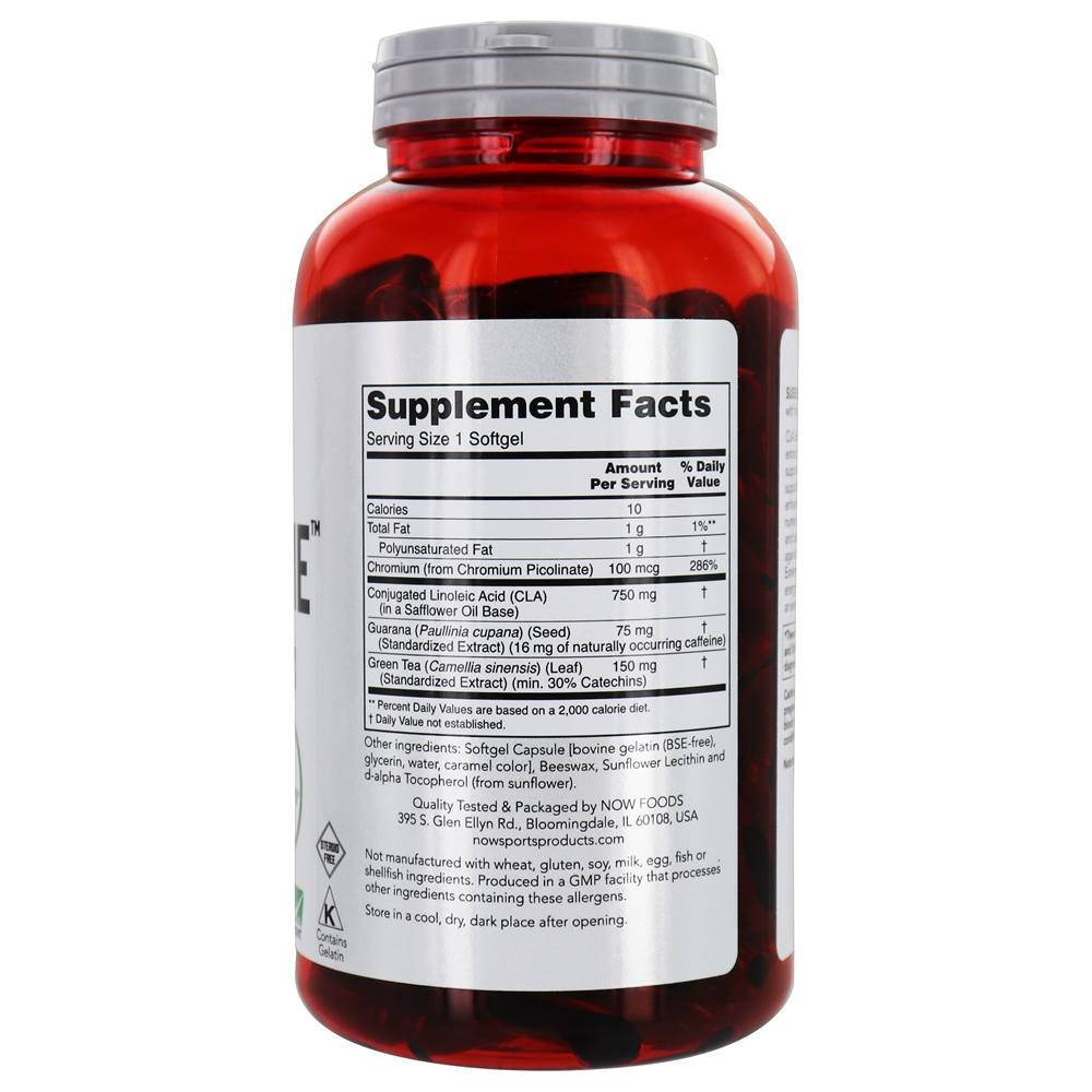 AGORA Esportes CLA Extremo - 180 Softgels NOW Foods - Imagem 2