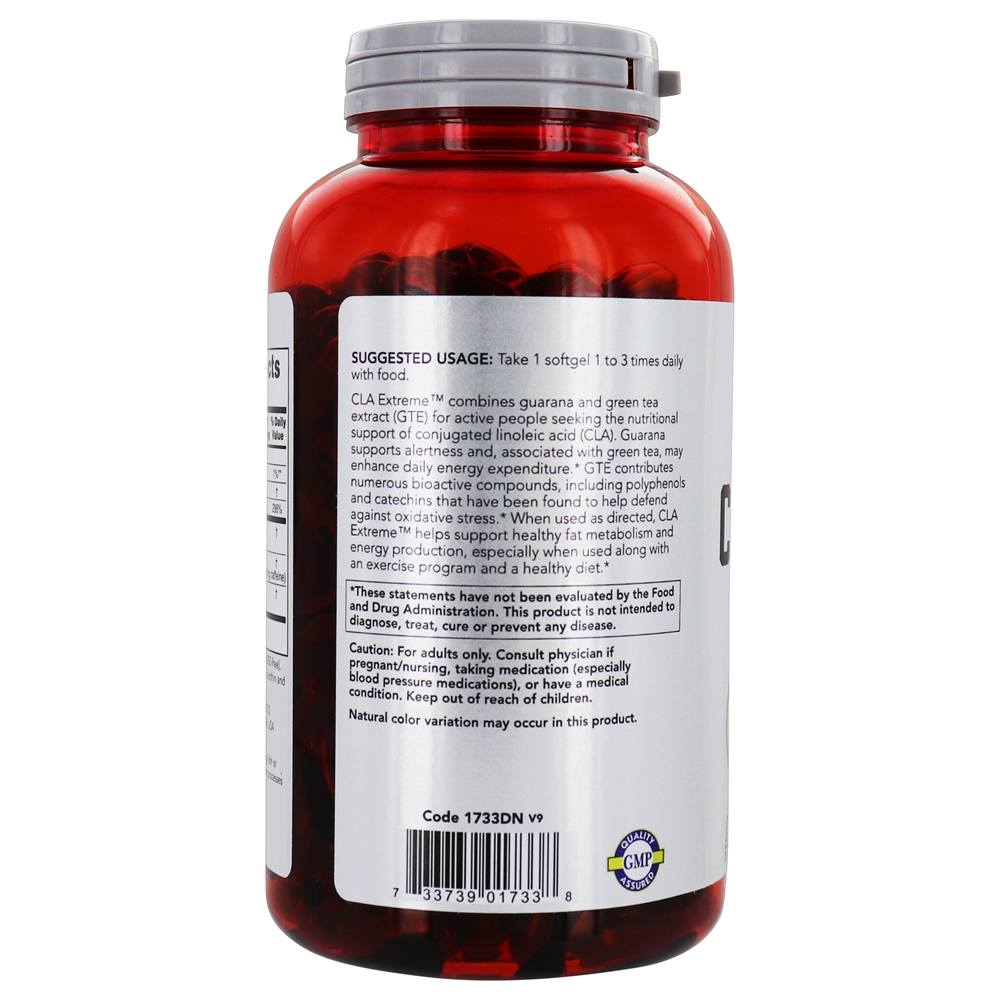 AGORA Esportes CLA Extremo - 180 Softgels NOW Foods - Imagem 3
