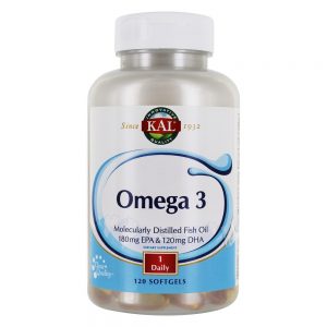 Omega - 3 Óleo de peixe destilado molecularmente 1000 mg . - 120 Softgels Kal
