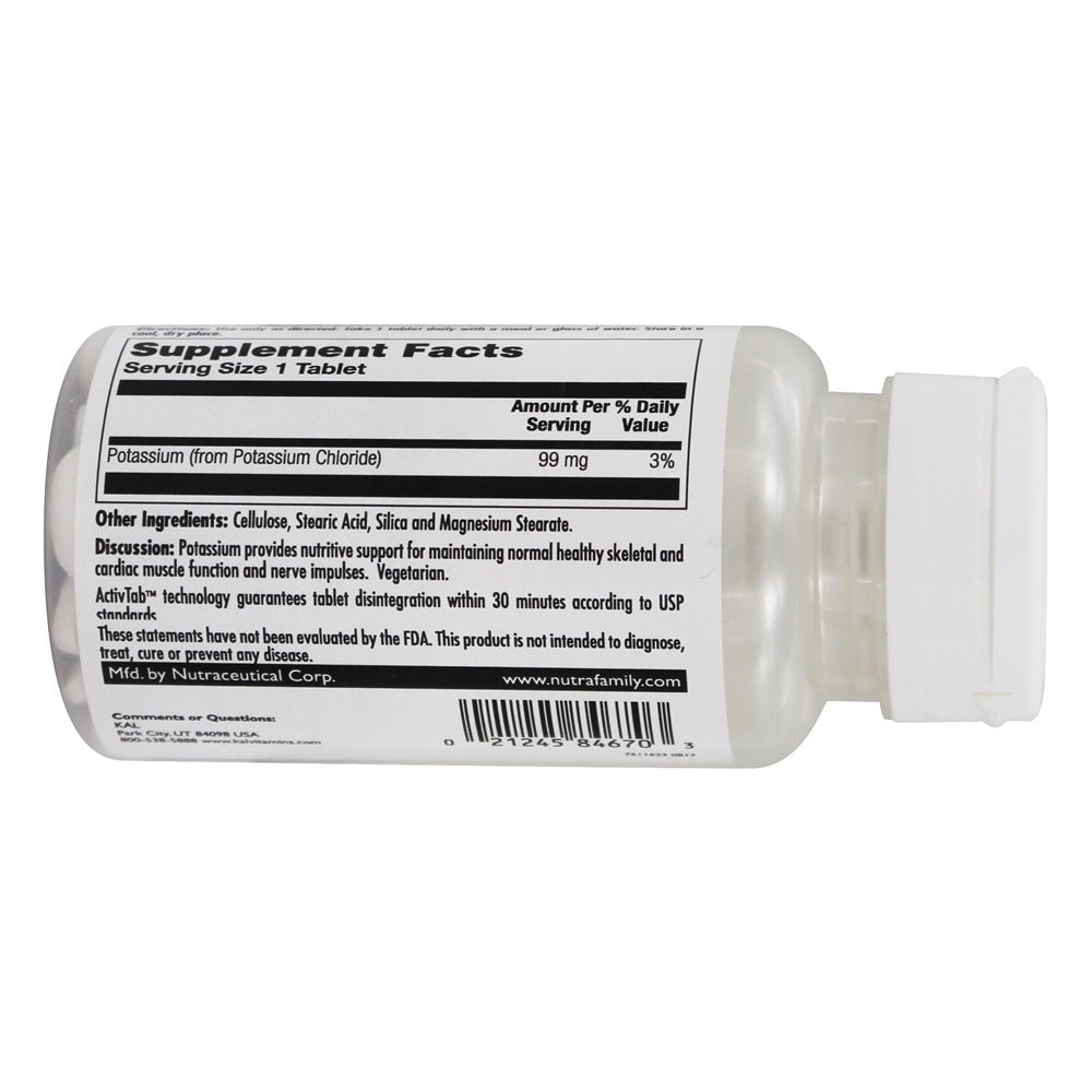 Cloreto de potássio 99 99 mg. - 100 Tablets Kal - Imagem 3