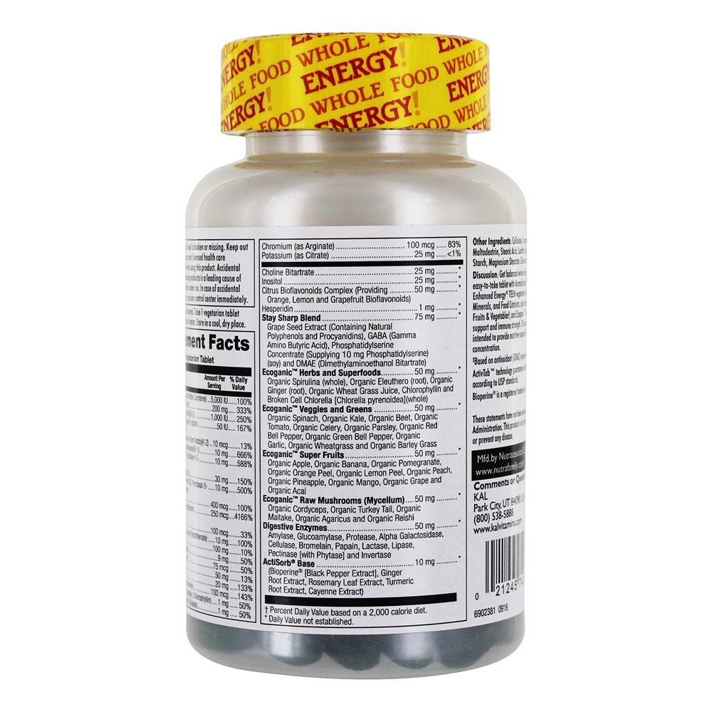 Multivitamínico Adolescente com Energia Melhorada - 60 Comprimidos vegetarianos Kal - Imagem 3