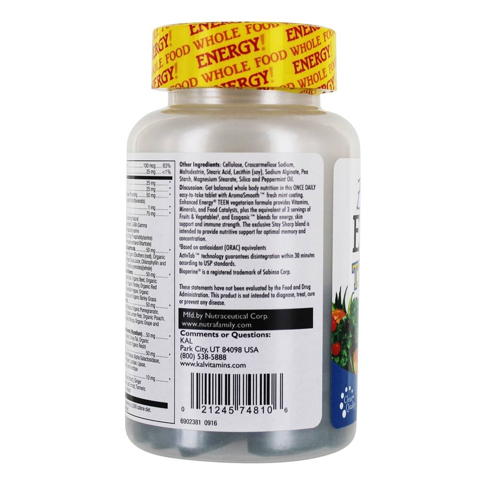 Multivitamínico Adolescente com Energia Melhorada - 60 Comprimidos vegetarianos Kal - Imagem 4