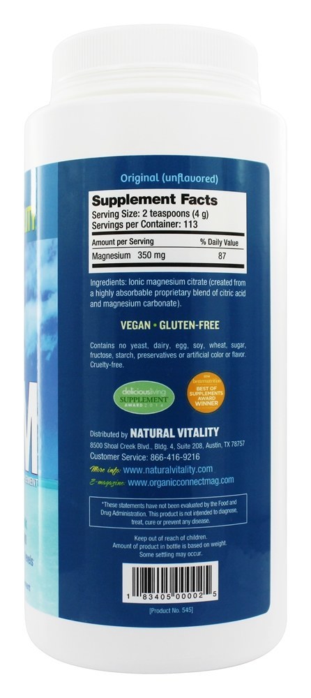 Natural Calm Bebida Anti-Estresse de Magnésio Sem Sabor - 16 oz. Natural Vitality - Imagem 2