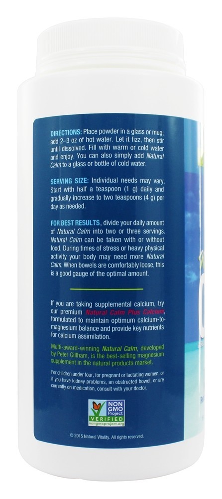 Natural Calm Bebida Anti-Estresse de Magnésio Sem Sabor - 16 oz. Natural Vitality - Imagem 3
