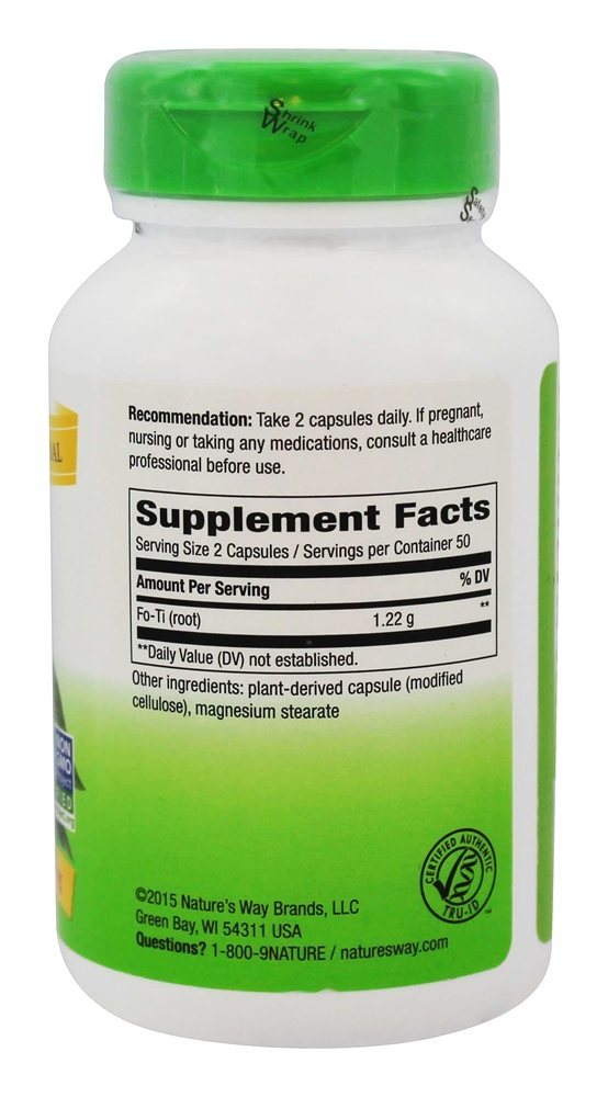 Raiz de Fo-Ti 610 mg. - Cápsulas vegetarianas 100 Nature's Way - Imagem 2