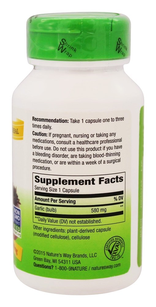 Alho Bulb 580 mg. - Cápsulas vegetarianas 100 Nature's Way - Imagem 2