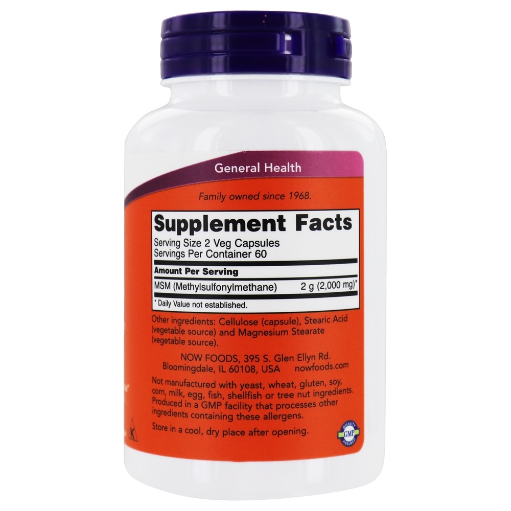 MSM 1000 mg. - 120 Cápsula (s) vegetal (s) NOW Foods - Imagem 2