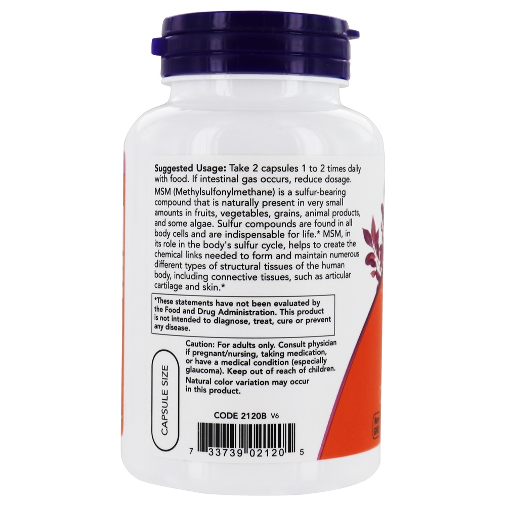 MSM 1000 mg. - 120 Cápsula (s) vegetal (s) NOW Foods - Imagem 3