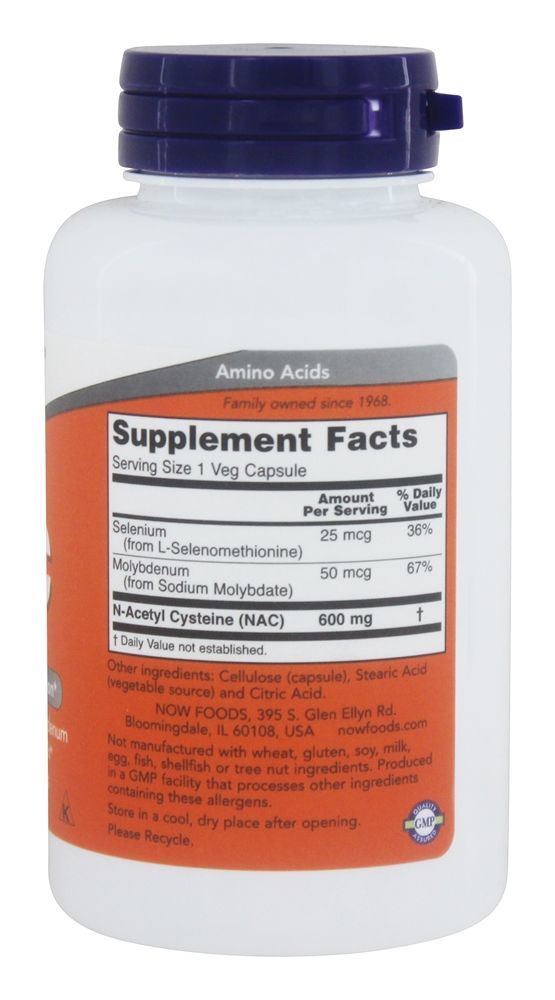 NAC N-Acetilcisteína 600 mg. - Cápsulas vegetarianas 100 NOW Foods - Imagem 2