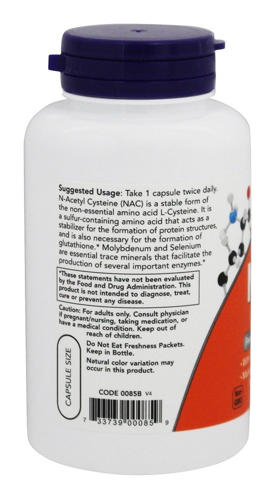 NAC N-Acetilcisteína 600 mg. - Cápsulas vegetarianas 100 NOW Foods - Imagem 4