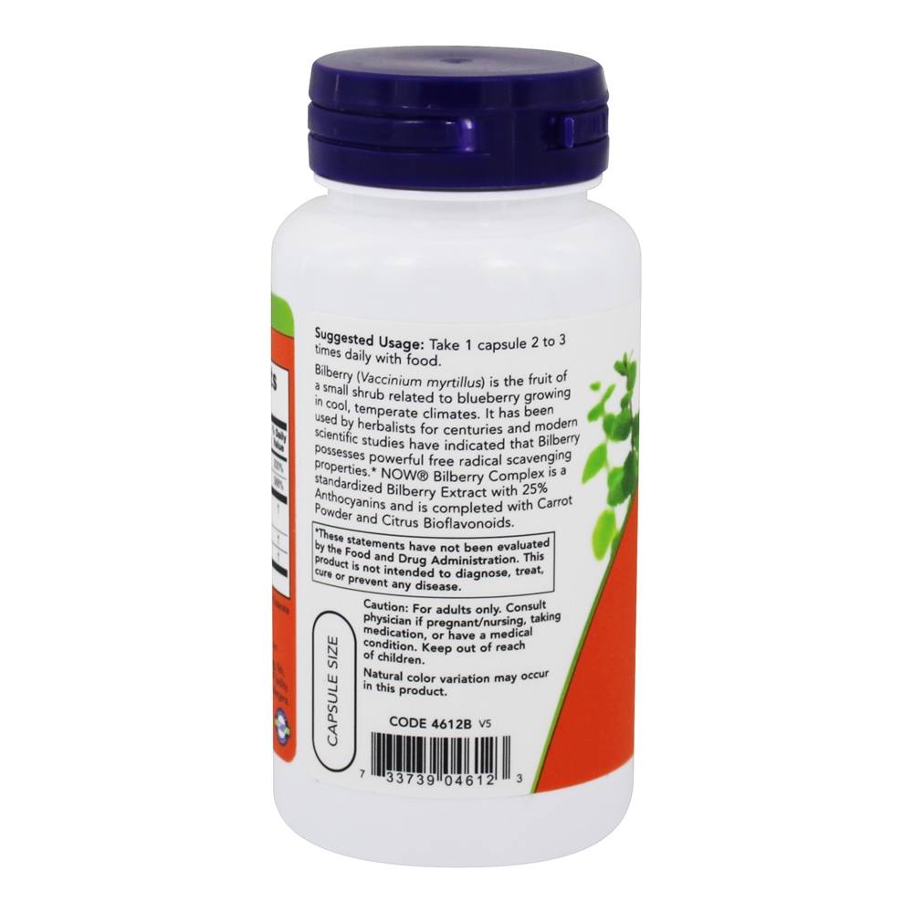 Complexo de Mirtilo 80 mg. - Cápsulas 100 NOW Foods - Imagem 3