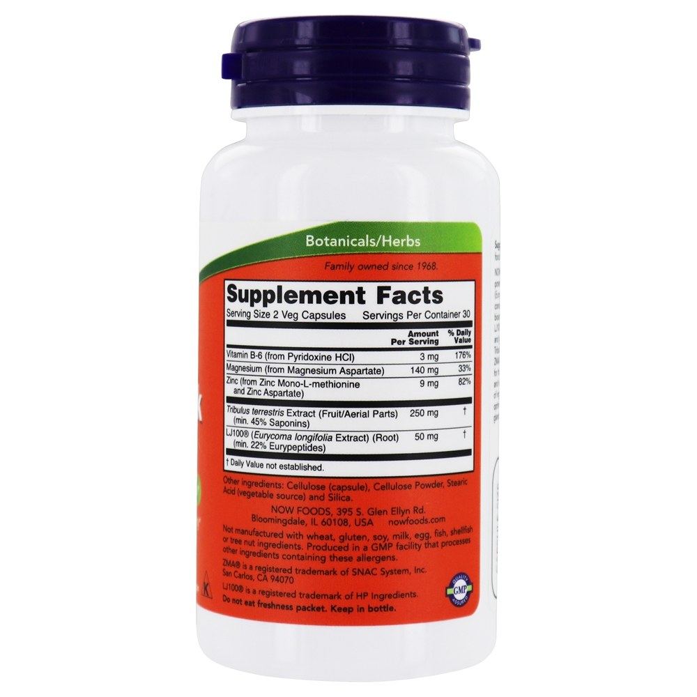 TestoJack 100 Fórmula masculina de desempenho - 60 Cápsula (s) vegetal (s) NOW Foods - Imagem 2