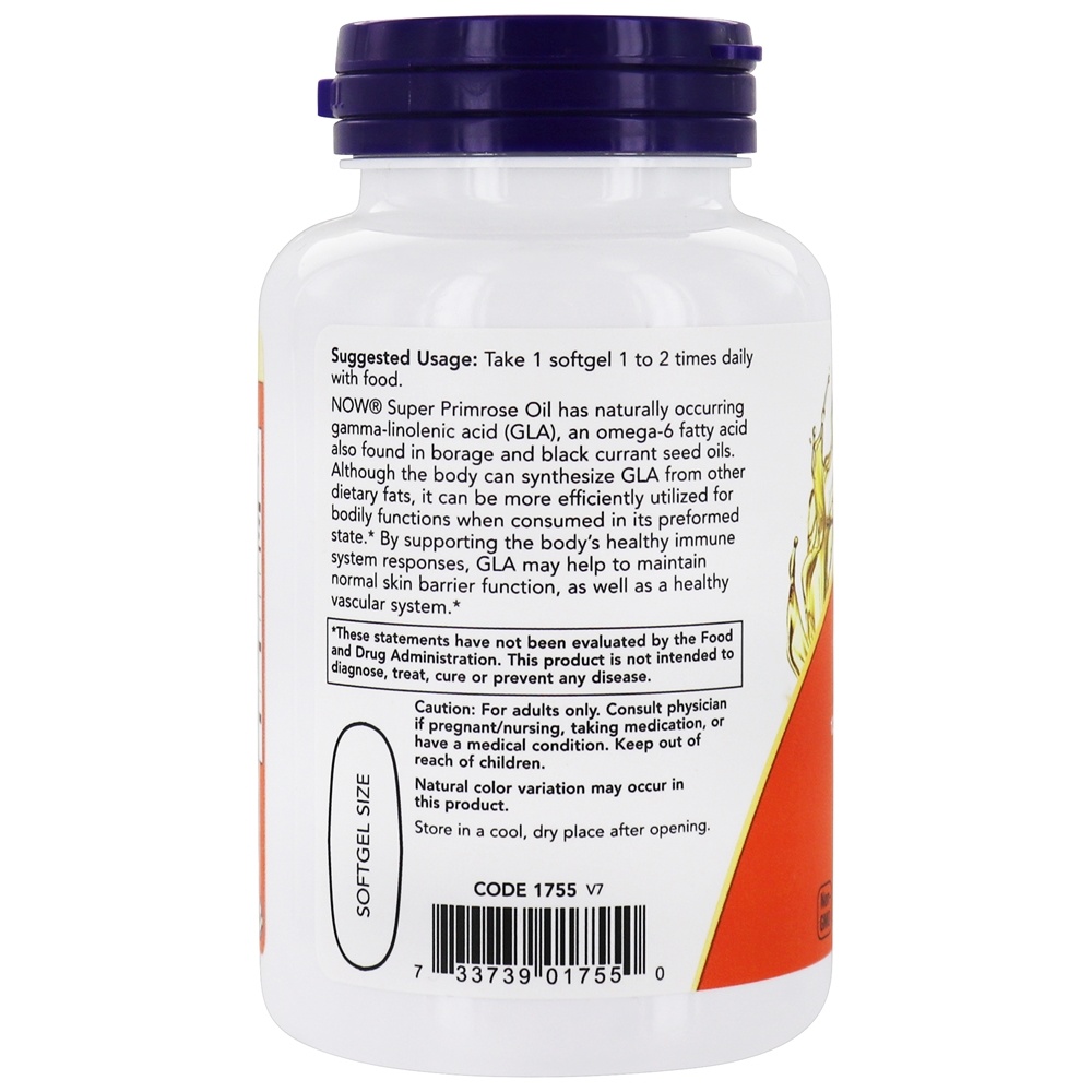 Super Prímula 1300 mg. - 60 Softgels NOW Foods - Imagem 3