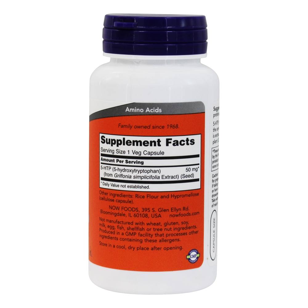 5-HTP Suporte para Neurotransmissores 50 mg. - 90 Cápsula (s) vegetal (s) NOW Foods - Imagem 2