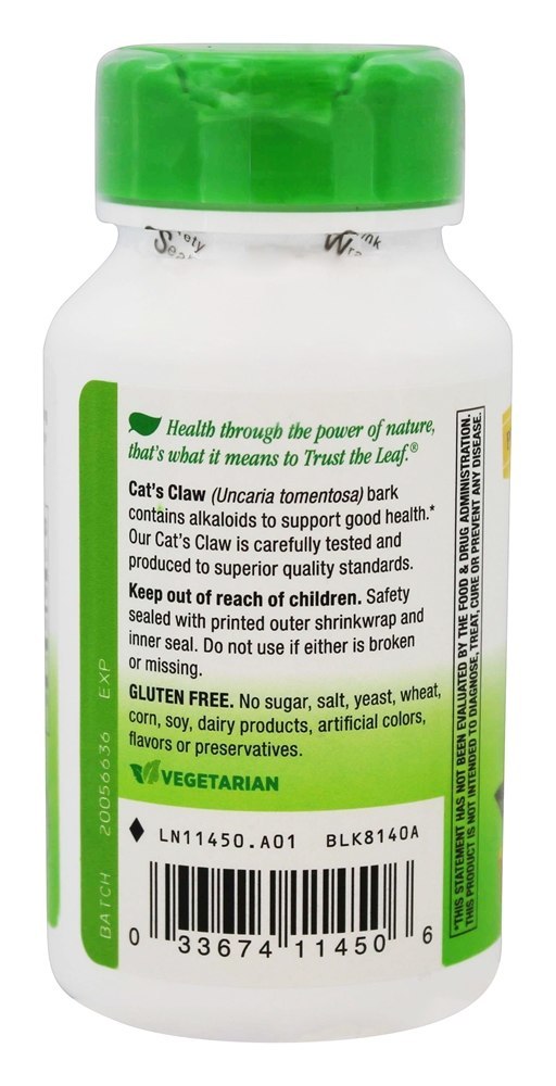 Casca da Garra do Gato 485 mg. - Cápsulas vegetarianas 100 Nature's Way - Imagem 3
