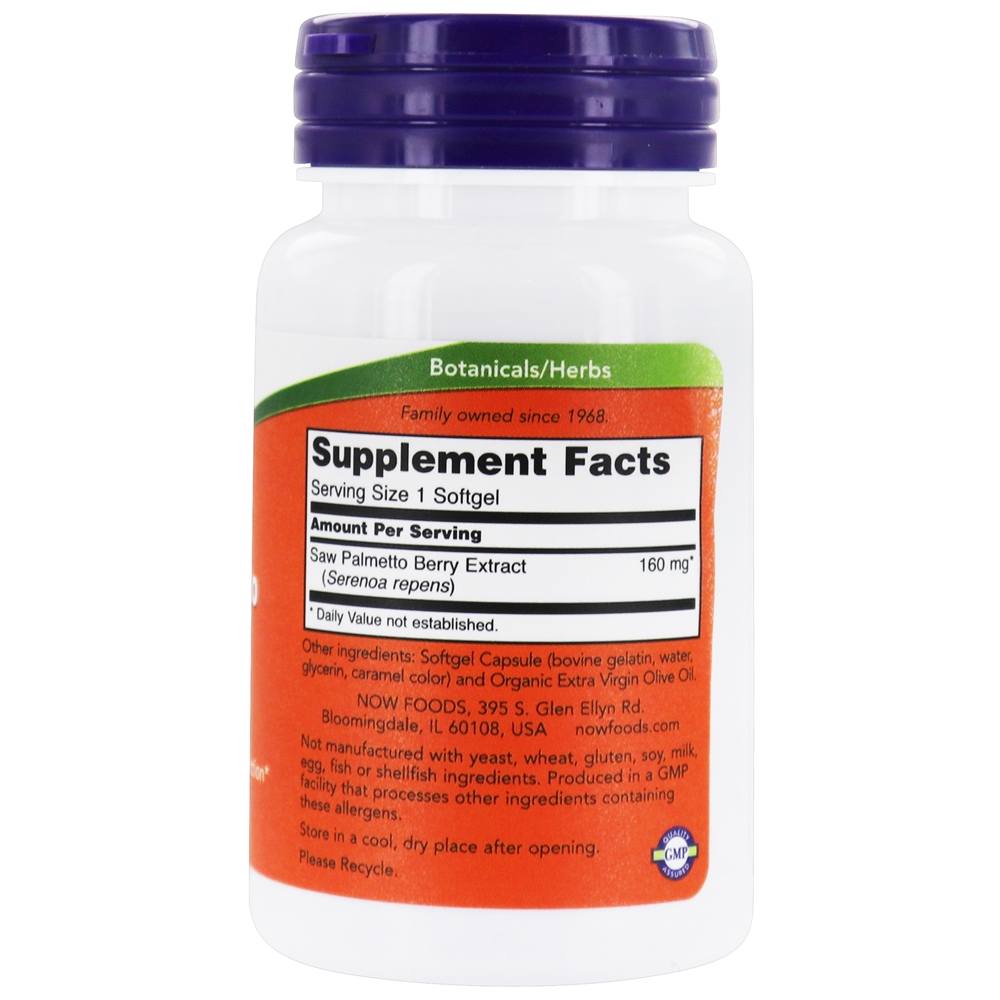 Extrato de Saw Palmetto 160 mg. - 60 Softgels NOW Foods - Imagem 2