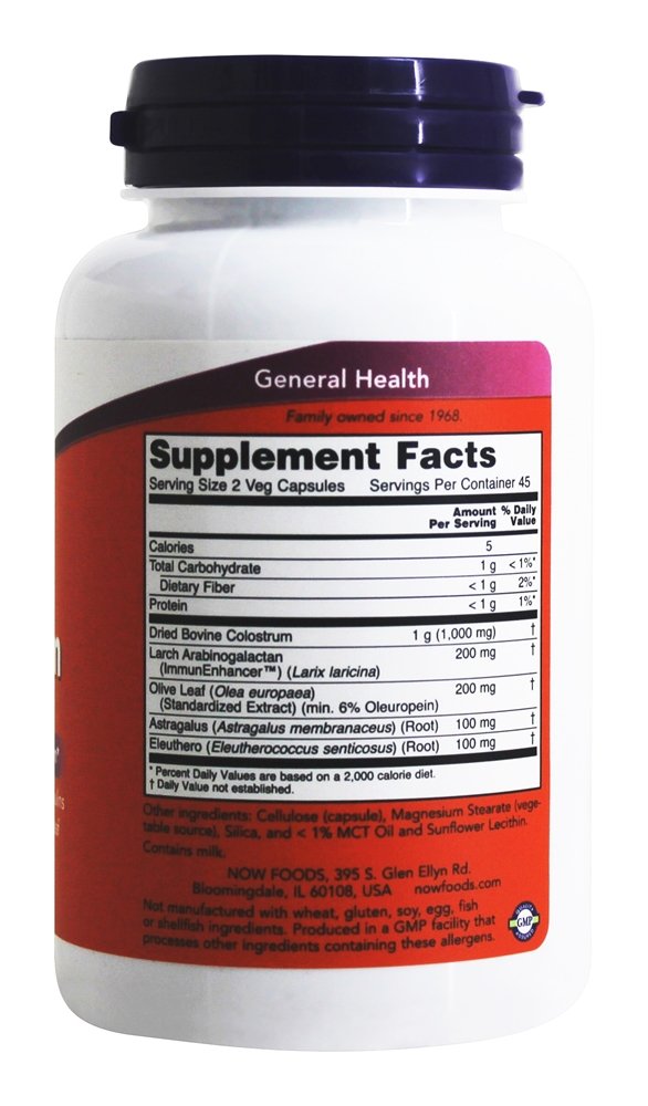 Super colostro 500 mg. - Cápsulas vegetarianas 90 NOW Foods - Imagem 2