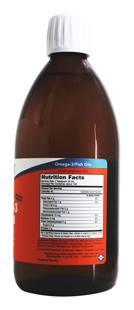 Omega - 3 Óleo de peixe com sabor de limão - 16.9 fl. oz. NOW Foods - Imagem 2