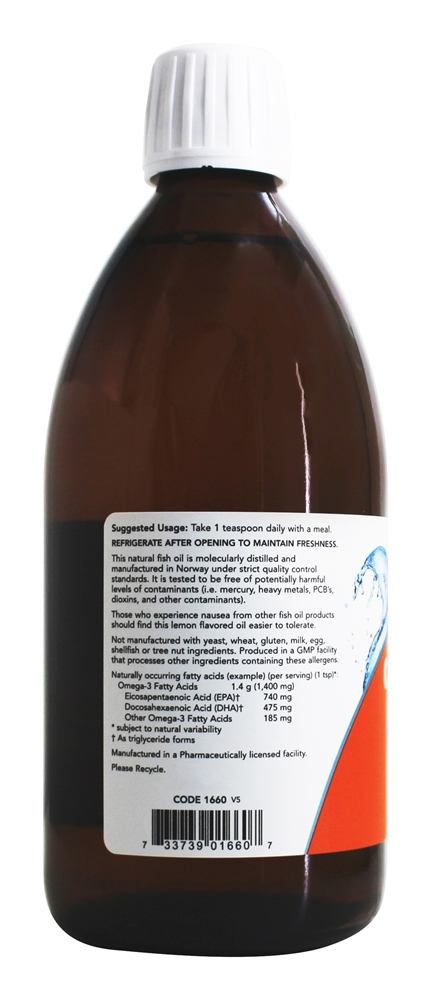 Omega - 3 Óleo de peixe com sabor de limão - 16.9 fl. oz. NOW Foods - Imagem 3