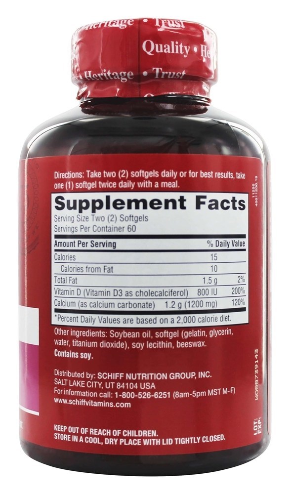 Super Cálcio com Vitamina D 1200 mg. - 120 Softgels Schiff - Imagem 2