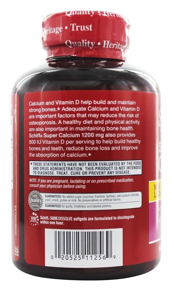 Super Cálcio com Vitamina D 1200 mg. - 120 Softgels Schiff - Imagem 3
