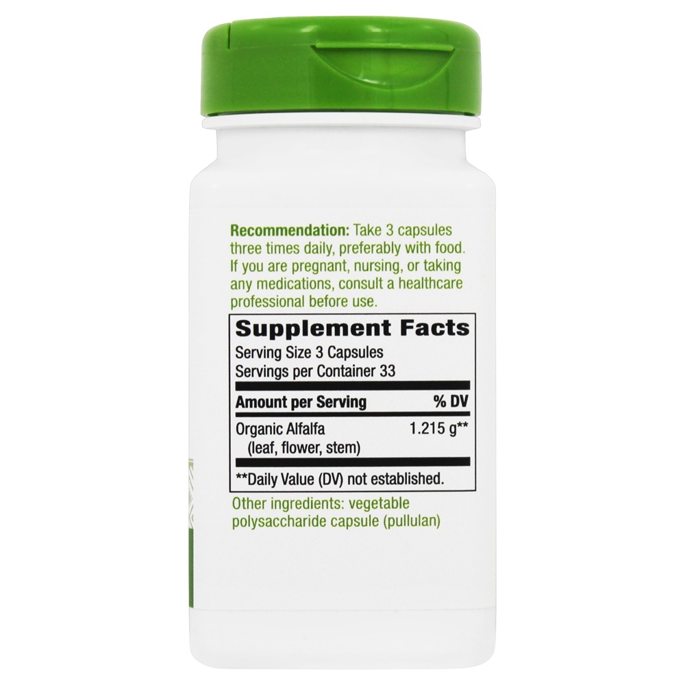 Alfafa Jovem Colheita 1215 mg. - Cápsulas Vegan 100 Nature's Way - Imagem 2