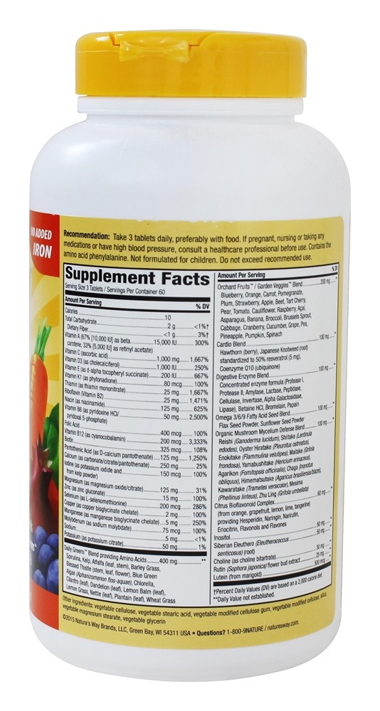 Vivo Max3 Diário Max Potência Múltiplas-Vitamina - 180 Tablets Nature's Way - Imagem 2
