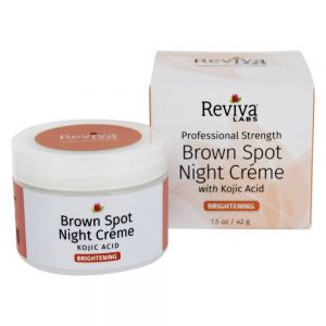 Ponto marrom da força profissional que ilumina a nata da cara da noite com ácido de Kojic - 1.5 oz. Reviva Labs