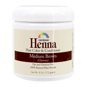 Cor do Cabelo de Henna e Condicionador Castanho Médio - 4 oz. Rainbow Research