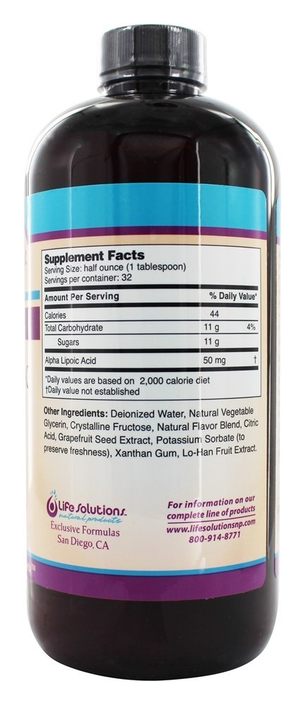 Líquido Alpha Ácido lipóico - 16 fl. oz. Life Solutions - Imagem 2