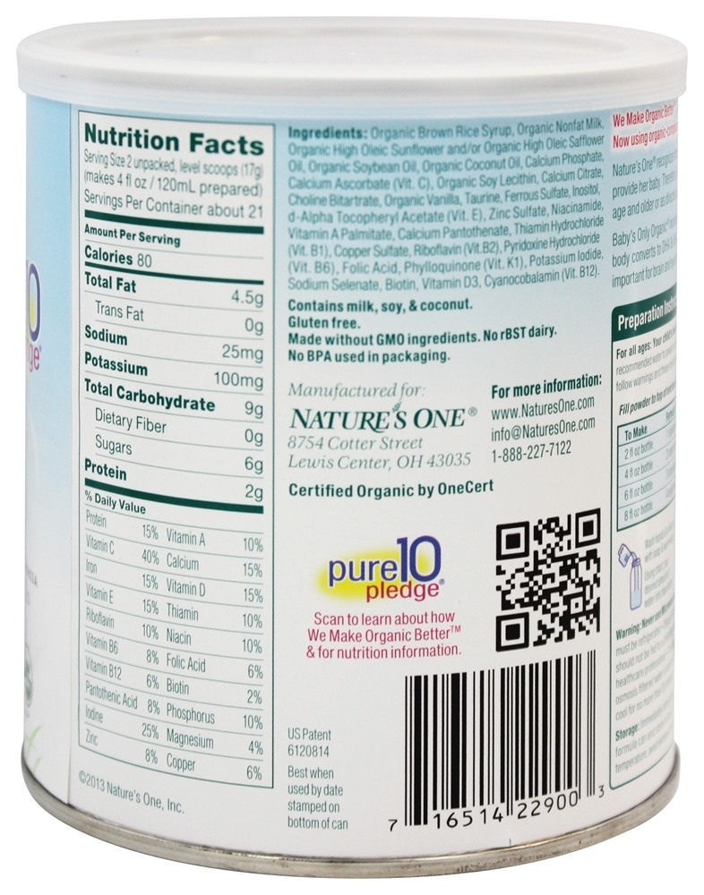 Fórmula de criança fortificada à base de laticínios orgânicos - 12.7 oz. Ba - Imagem 2