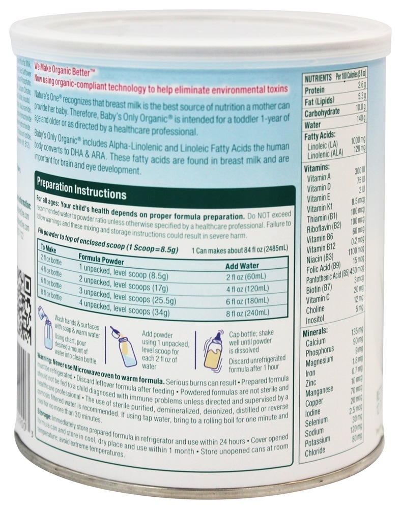 Fórmula de criança fortificada à base de laticínios orgânicos - 12.7 oz. Ba - Imagem 3