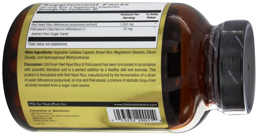 Arroz de Levedura Vermelha e Policosanol - Cápsulas vegetarianas 60 LifeTime Vitamins - Imagem 3