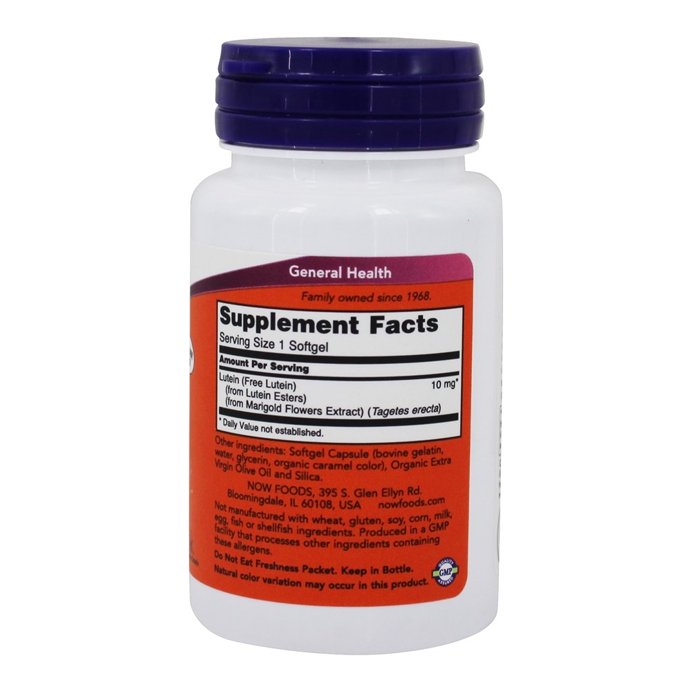 Luteína 10 mg. - 120 Softgels NOW Foods - Imagem 2