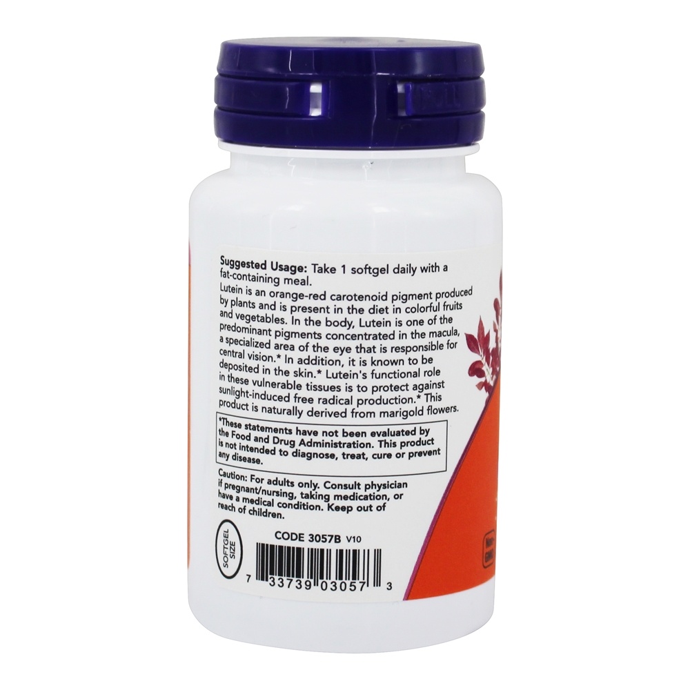 Luteína 10 mg. - 120 Softgels NOW Foods - Imagem 3