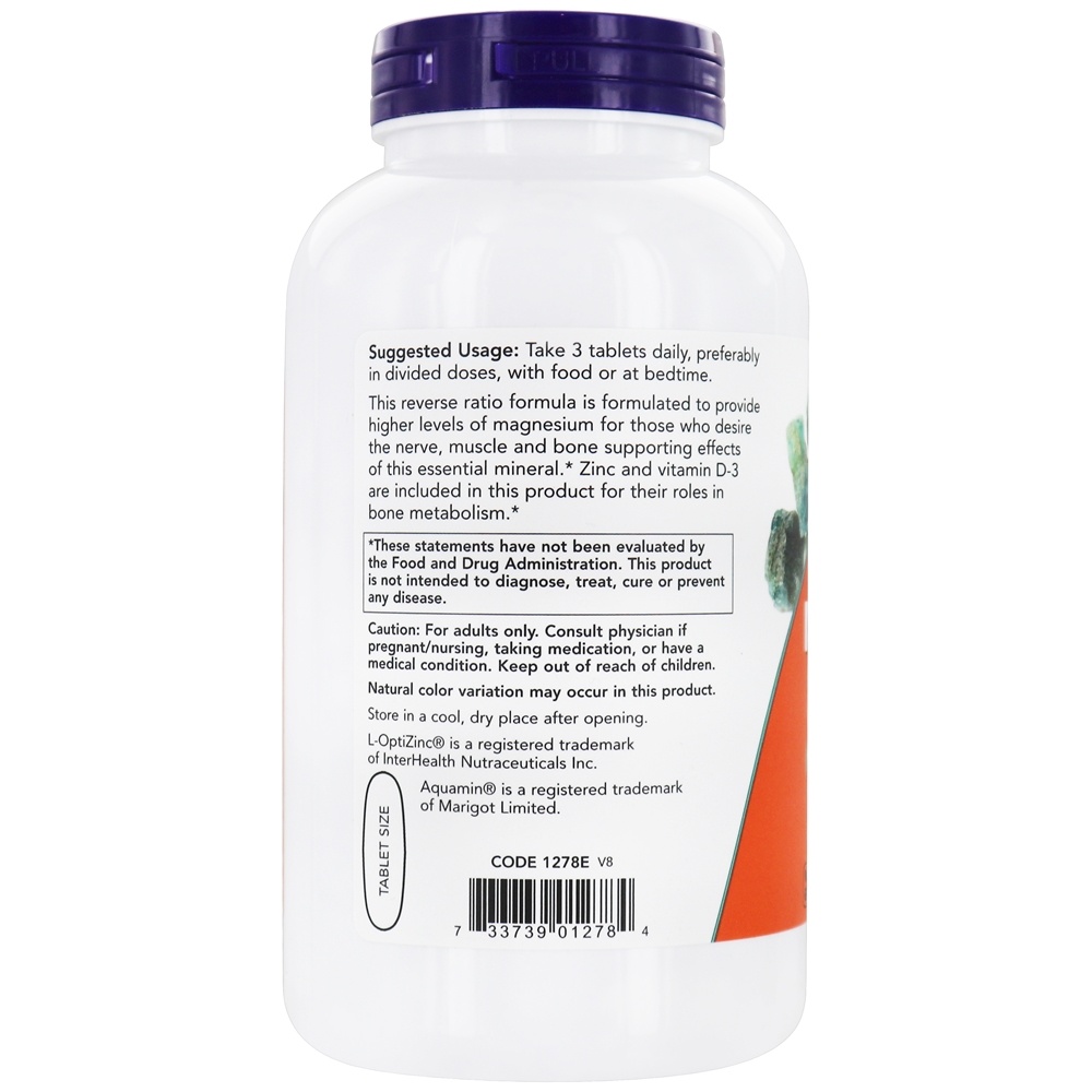 Suporte para os ossos e nervos de magnésio e cálcio - 250 Tablets NOW Foods - Imagem 3